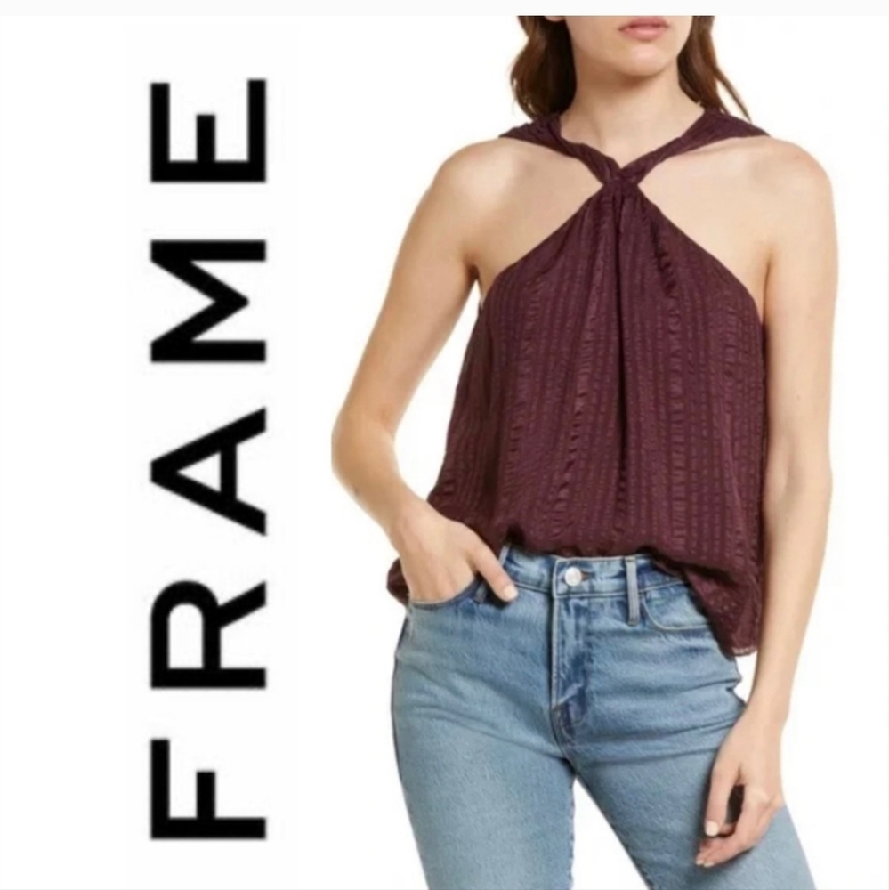 Frame Deep Purple Silk Tank top size Large, silk, casual, boho, halter, tank top